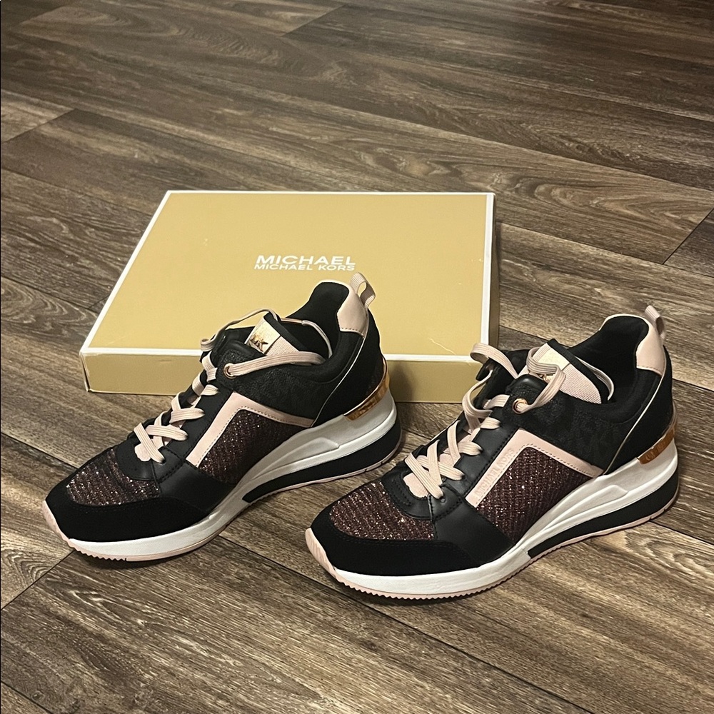 Michael Kors Black and Pink Women's Sneakers